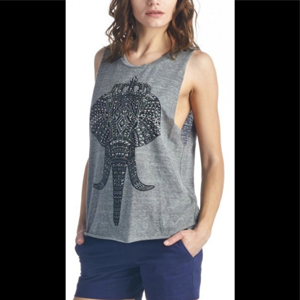 Elephant tank top with rhinestones